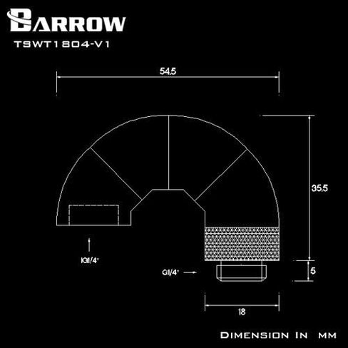 Barrow G1/4" 180° M-F Quad Rotary Snake Adaptor Silver (TSWT1804-V1-Silver) in Kuwait