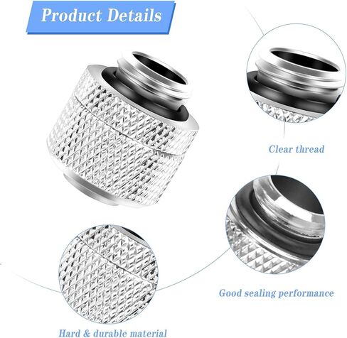 4-Pack G1/4 Rotating Compression Fittings for PC Water Cooling – 360° Swivel Brass Connectors with Chrome Finish and Silicone O-Ring, Silver in Kuwait