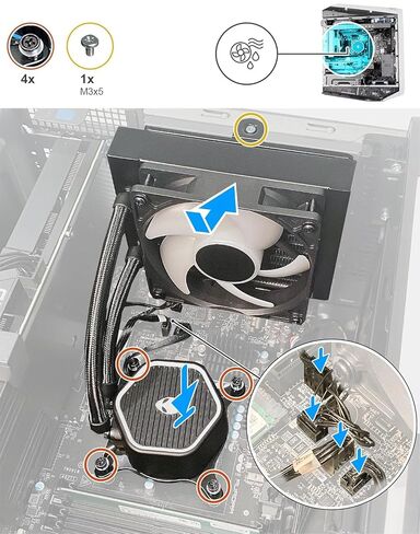 120mm RGB Liquid CPU Cooler (125W) – 27WXG Replacement for Dell Aurora R13 R14 – Compatible with P/N YJPT1, J7JHH, K9VXM, N08NH, G59V8, VWD01 – Radiator, Pump & Fan in Kuwait
