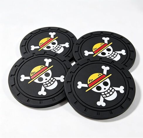 OP Car Cup Anime Coasters,Auto Cup Holder Insert Coaster for Anime Fans, Non-Slip Car Drink Holder Coaster, Car Accessories Anime Decor(4Pcs) in Kuwait