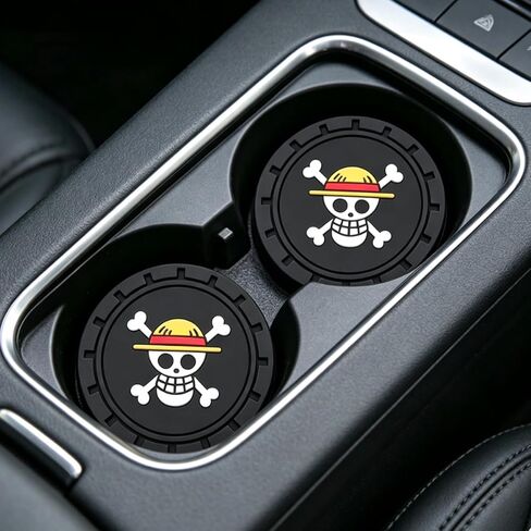 OP Car Cup Anime Coasters,Auto Cup Holder Insert Coaster for Anime Fans, Non-Slip Car Drink Holder Coaster, Car Accessories Anime Decor(4Pcs) in Kuwait