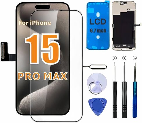 ZTR for iPhone 15 Pro Max Screen Replacement 6.7'', LCD Display and Touch Digitizer Full Assembly with Repair Tool Kits, 120Hz Promotion, Screen Protector (for Model A2849, A3105, A3106, A3108) in Kuwait