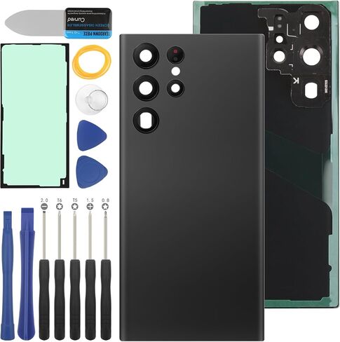 Back Cover Glass Replacement for Samsung Galaxy S23 Ultra 5G 2023 Rear Back Glass Replacement with Repair Tool Kits(Color: Black) in Kuwait