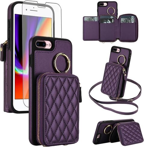 Phone Case for iPhone 13 Pro Max 2021 6.7 inch Wallet Cover RFID Blocking with Screen Protector Wrist Crossbody Strap Zipper Ring Buckle Kickstand iPhone13promax i Phone13Max Women Girls Black in Kuwait