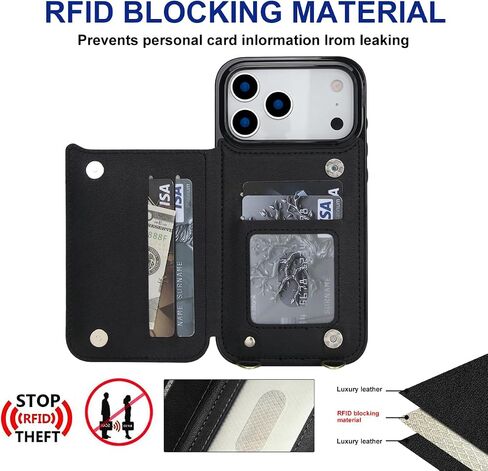 Wallet Case Compatible with iPhone 17 Pro Max, RFID Blocking in Kuwait