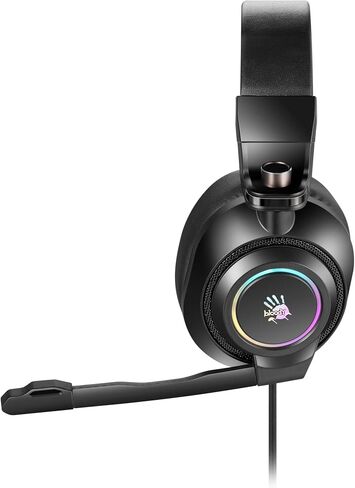 Bloody G580 Virtual 7.1 Surround Sound Gaming Headset – 50mm Drivers, RGB Flow Backlit, Rotatable Noise-Canceling Microphone, Foldable Design, in-Line Controls, Black in Kuwait