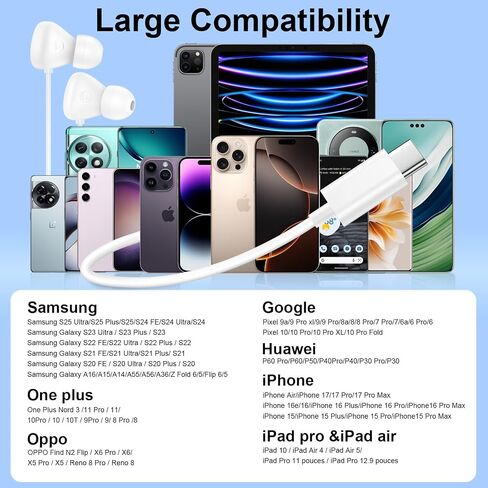 USB C Headphones for iPhone 17 Pro Max/16/15 Plus Wired Type C Headphone in Kuwait