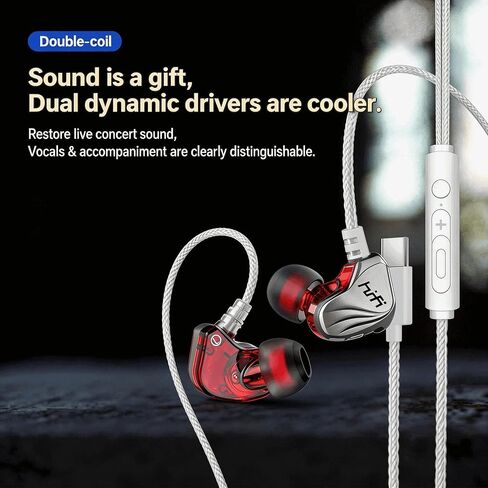 【 6D Surround Sound USB-C Jack & 2026 new Model】 HiFi Gaming Wired Headphones, Wired Microphone, Comfortable fit, Built-in Noise Reduction for Clear Calls, Suitable for Musicians, Daily Calls in Kuwait