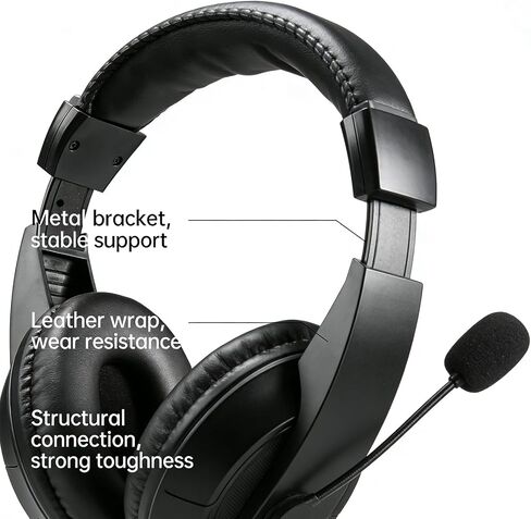 USB Headset with Microphone Noise Cancelling Stereo Over-Ear Adjustable Boom for PC Gaming, Video Calls, Online Meetings in Kuwait