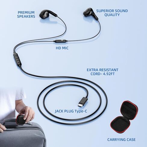 Jelanry USB C Headphones with Microphone Wired Earbuds Volume/Mute Function in Kuwait