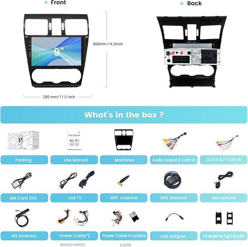 Roadanvi X12 Car Radio for 2015-2018 Subaru Forester 4 & 2016-2021 Subaru WRX Wireless Carplay & Android Auto Head Unit, WiFi & 4G LTE GPS Navigation 9" Touch Screen 1280x720 QLED 4GB+64GB Bluetooth in Kuwait