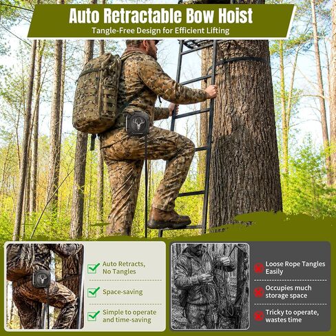 Retractable Bow Hoist for Hunting Tree Stand, 30Ft Auto-Retract Gear Hoist in Kuwait