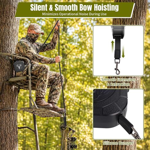 Retractable Bow Hoist for Hunting Tree Stand, 30Ft Auto-Retract Gear Hoist in Kuwait