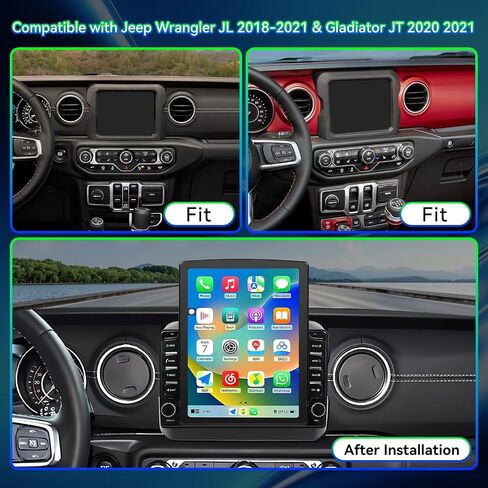 4G+64G Car Radio Stereo Compatible with Jeep Wrangler JL 2018-2021 Gladiator JT 2020 2021, Android 15 IPS Touchscreen, Wireless Carplay Android Auto/Bluetooth/FM/GPS/WiFi/SWC/BackupCamera(9.7 Inch) in Kuwait