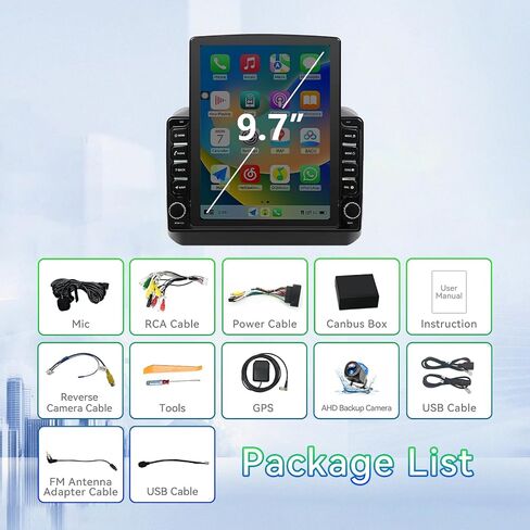 4G+64G Car Radio Stereo Compatible with Jeep Wrangler JL 2018-2021 Gladiator JT 2020 2021, Android 15 IPS Touchscreen, Wireless Carplay Android Auto/Bluetooth/FM/GPS/WiFi/SWC/BackupCamera(9.7 Inch) in Kuwait