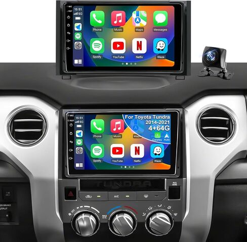 4G+64G Upgrade Android Car Radio for Toyota Tundra 2014-2021, Car Audio HD 9inch Touchscreen Setero Head Unit Wireless Carplay Android Auto GPS Navigation SWC DSP Bluetooth Backup Camera 5GWiFi FM in Kuwait