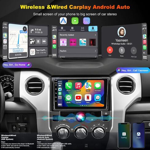 4G+64G Upgrade Android Car Radio for Toyota Tundra 2014-2021, Car Audio HD 9inch Touchscreen Setero Head Unit Wireless Carplay Android Auto GPS Navigation SWC DSP Bluetooth Backup Camera 5GWiFi FM in Kuwait