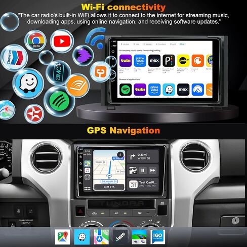 4G+64G Upgrade Android Car Radio for Toyota Tundra 2014-2021, Car Audio HD 9inch Touchscreen Setero Head Unit Wireless Carplay Android Auto GPS Navigation SWC DSP Bluetooth Backup Camera 5GWiFi FM in Kuwait