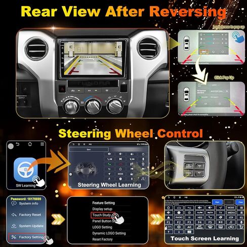 4G+64G Upgrade Android Car Radio for Toyota Tundra 2014-2021, Car Audio HD 9inch Touchscreen Setero Head Unit Wireless Carplay Android Auto GPS Navigation SWC DSP Bluetooth Backup Camera 5GWiFi FM in Kuwait
