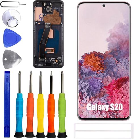 TFT Display [with Frame][No Fingerprint Function] Compatible with Samsung Galaxy S20 4G [6.2 inch] SM-G980, SM-G980F, SM-G980F/DS Screen Touch Digitizer Assembly LCD Display with Repair kit in Kuwait