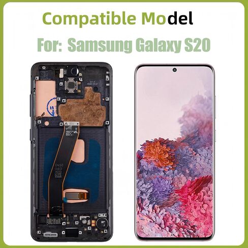 TFT Display [with Frame][No Fingerprint Function] Compatible with Samsung Galaxy S20 4G [6.2 inch] SM-G980, SM-G980F, SM-G980F/DS Screen Touch Digitizer Assembly LCD Display with Repair kit in Kuwait