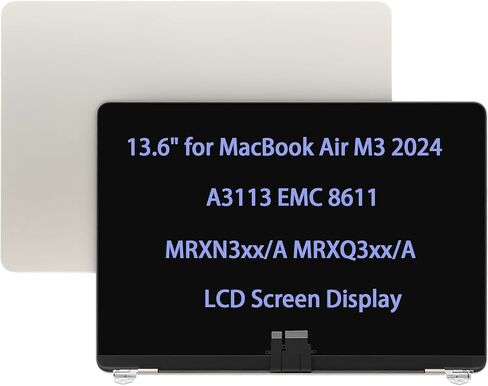 13.6" Screen Replacement for MacBook Air M3 A3113 EMC 8611 LCD Screen Display Complete Top Assembly (Starlight) in Kuwait