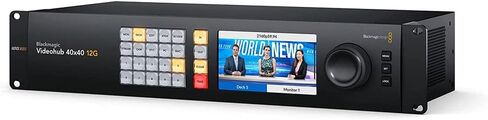 Blackmagic Design Videohub 40x40 12G Zero-Latency Video Router Bundle with Pearstone Cat 6a Patch Cable, 6' PC Power Cord, and Kellards 5-Pack Cleaning Wipes in Kuwait