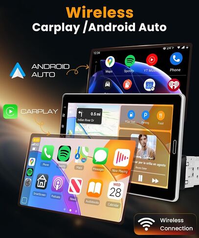 10.1’’ IPS Rotatable 1280 * 720 Single Din Car Stereo with Wireless Carplay in Kuwait