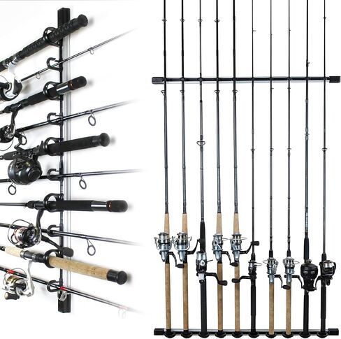 Rush Creek Creations | Fishing Rod Holder, Garage Organization and Wall Storage, for Reels, Gear and Accessories (Vertical/Horizontal Rack), 10 Rod in Kuwait
