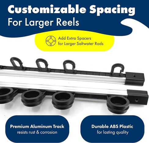 Rush Creek Creations | Fishing Rod Holder, Garage Organization and Wall Storage, for Reels, Gear and Accessories (Vertical/Horizontal Rack), 10 Rod in Kuwait