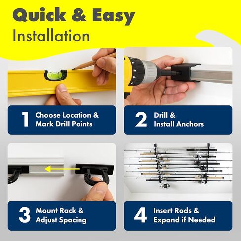 Rush Creek Creations | Fishing Rod Holder, Garage Organization and Wall Storage, for Reels, Gear and Accessories (Vertical/Horizontal Rack), 10 Rod in Kuwait