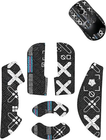 Anti-Slip Grip Tape for Pulsar Xlite Crazylight Mouse,Ultra-Thin Sweat-Absorbing Mouse Skin Sticker Set,Washable Reusable Non-Slip Grip for Esports Gaming Control,Black Printed in Kuwait