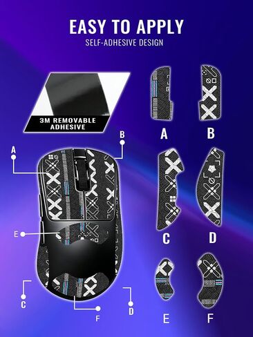 Anti-Slip Grip Tape for Pulsar Xlite Crazylight Mouse,Ultra-Thin Sweat-Absorbing Mouse Skin Sticker Set,Washable Reusable Non-Slip Grip for Esports Gaming Control,Black Printed in Kuwait