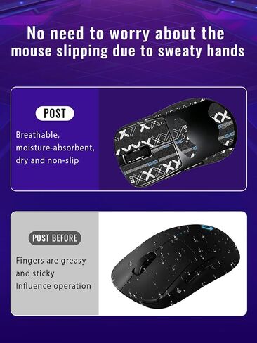 Anti-Slip Grip Tape for Pulsar Xlite Crazylight Mouse,Ultra-Thin Sweat-Absorbing Mouse Skin Sticker Set,Washable Reusable Non-Slip Grip for Esports Gaming Control,Black Printed in Kuwait