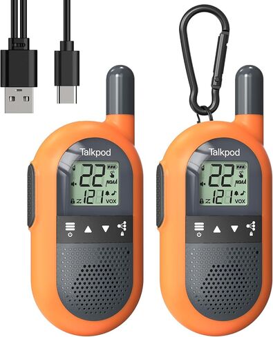 Talkpod F40 FRS Walkie Talkies, Two-Way Radios Long Range, 8 Adjustable Volume Levels, USB Rechargeable 1000mAh Battery, for Home Outdoor (2 Pack Orange) in Kuwait