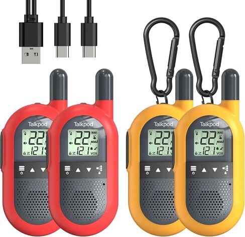 Talkpod F40 FRS Walkie Talkies, Two-Way Radios Long Range, 8 Adjustable Volume Levels, USB Rechargeable 1000mAh Battery, for Home Outdoor (2 Pack Orange) in Saudi Arabia