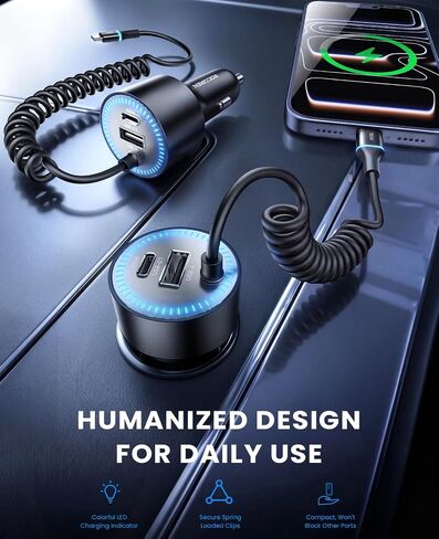 Rocoren 200W Car Charger USB C Fast Charge,PD 100W Type C Car Fast Charger in Kuwait
