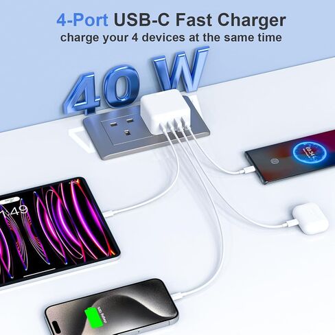 40W [2Pack]4Port Fast USB C Wall Charger Block Type C Charger Fast Charging in Kuwait