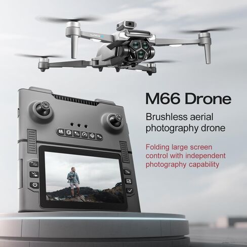M66 Drone with Dual 4K Cameras for Adults and Beginners, Brushless Motor with WiFi, Under 249g, 90° Adjustable Lens, Optical Flow, Auto Return, 5G Transmission, Gesture Photos, Altitude Hold, 20-Min Flight, Foldable RC Quadcopter Gift in Saudi Arabia