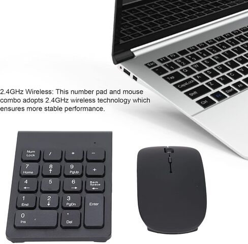Fabater 2.4GHz Wireless Number Pad Mouse Combo, Plug and Play 1200 DPI Sensitive Durable USB Numeric Keypad & Mouse for Home Office, 18 Key Computer Input Devices in Kuwait