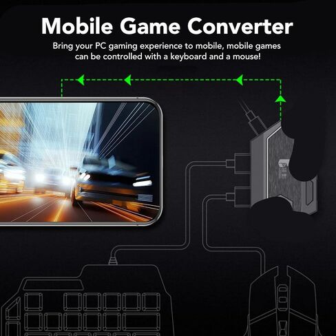 Fabater Single Hand Gaming Keyboard and Mouse Combo, RGB Backlit One Hand Gaming Keypad with Mouse Converter, 4 in 1 Kit with Adjustable Phone Stand for iOS Mobile, No in Kuwait