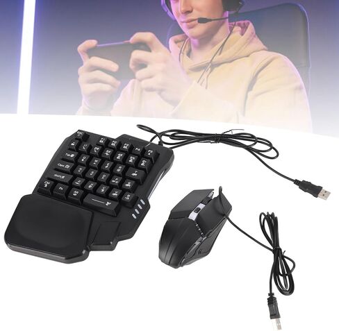 Fabater Single Hand Gaming Keyboard and Mouse Combo, RGB Backlit One Hand Gaming Keypad with Mouse Converter, 4 in 1 Kit with Adjustable Phone Stand for iOS Mobile, No in Kuwait