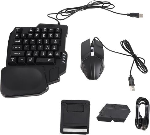 Fabater Single Hand Gaming Keyboard and Mouse Combo, RGB Backlit One Hand Gaming Keypad with Mouse Converter, 4 in 1 Kit with Adjustable Phone Stand for iOS Mobile, No in Kuwait