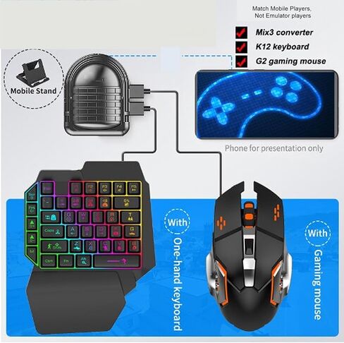 Schimer One-handed Game Keyboard and Mouse Combo 4 in 1 Mobile Game Pack with in Kuwait