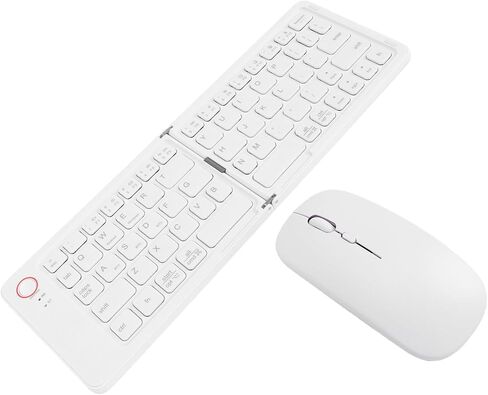 ASHATA Foldable Bluetooth Keyboard and Mouse Combo, 67 Keys Keyboard Wireless Mouse, with Stand, Support for iOS Device USB C Rechargeable, for Business Travel (Black) in Kuwait