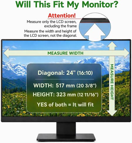 2 Pack 24 inch Computer Privacy Screen Filter for 16:10 Aspect Ratio Widescreen Monitor,24in Curved Computer Monitor Privacy Shield Anti Glare Eye Protection, Anti-Scratch Removable Protector Film in Saudi Arabia