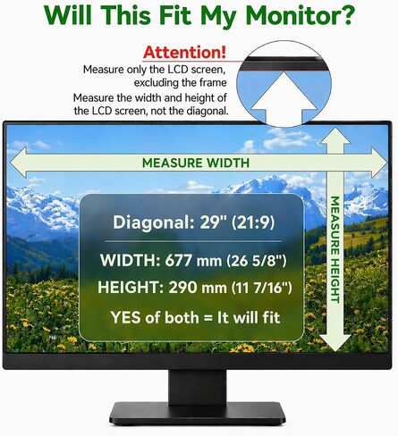 2 Pack 29 inch Computer Privacy Screen Filter for 21:9 Aspect Ratio Widescreen Monitor,29in Curved Computer Monitor Privacy Shield Anti Glare Eye Protection, Anti-Scratch Removable Protector Film in Saudi Arabia