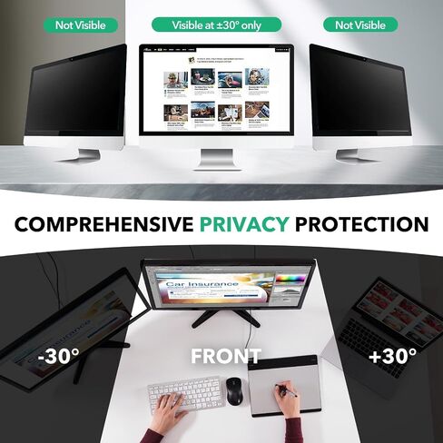2 Pack 25 inch Computer Privacy Screen Filter for 16:9 Aspect Ratio Widescreen Monitor,25in Curved Computer Monitor Privacy Shield Anti Glare Eye Protection, Anti-Scratch Removable Protector Film in Saudi Arabia