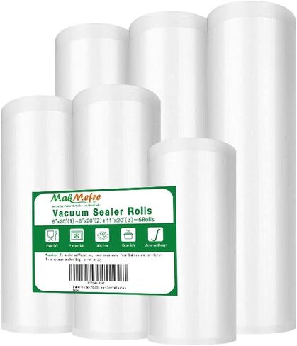 MakMeFre 6Pack Vacuum Sealer Rolls 6"/8"/11"x20' for Food Storage in Saudi Arabia