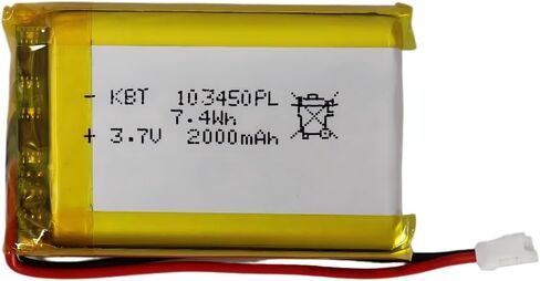 KBT 3.7V 2000mAh Li-Polymer Battery: 103450 Lipo Rechargeable Lithium-ion Replacement Batteries with JST Connector in Kuwait